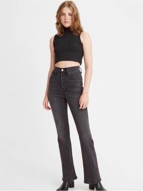 Levi’s Ribcage Boot Jeans High Rise Black Charcoal Size 29